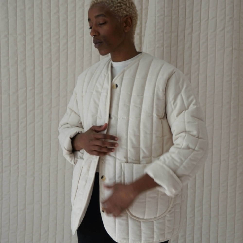 Textilehaus cream-white quilted cozy jacket